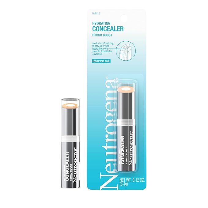 Neutrogena Hydro Boost Hydrating Concealer Stick for Dry Skin, Oil-Free, Lightweight, Non-Greasy and Non-Comedogenic Cover-Up Makeup with Hyaluronic Acid, 10/Fair, 0.12 Oz-BrightBean Baby