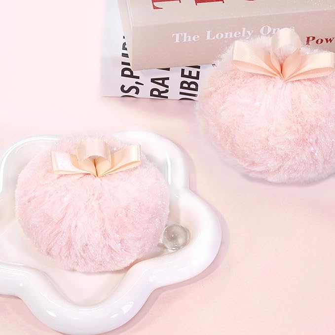 Highlighter Makeup Powder Plush Peach Ball Puff Glitter Shimmer Sparkle Loose Patting Powder for Body Face Hair Multi-Use High Gloss Shine Bright Illuminator Makeup Glossy Diamond Glow-BrightBean Baby