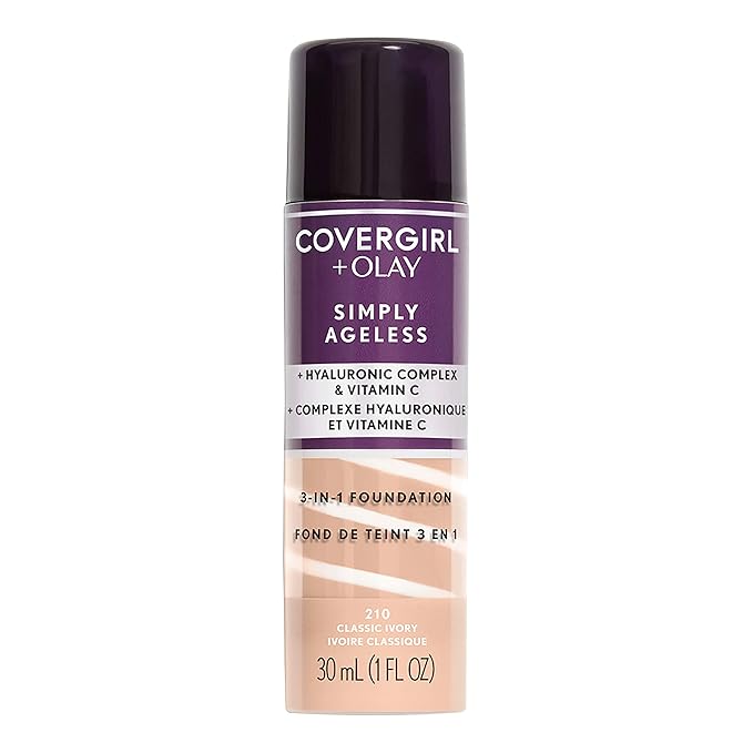 COVERGIRL+OLAY Simply Ageless 3-in-1 Liquid Foundation, Classic Ivory & Clean Invisible Loose Powder - Loose Powder, Setting Powder, Vegan Formula - Translucent Fair, 20g (0.7 oz)-BrightBean Baby