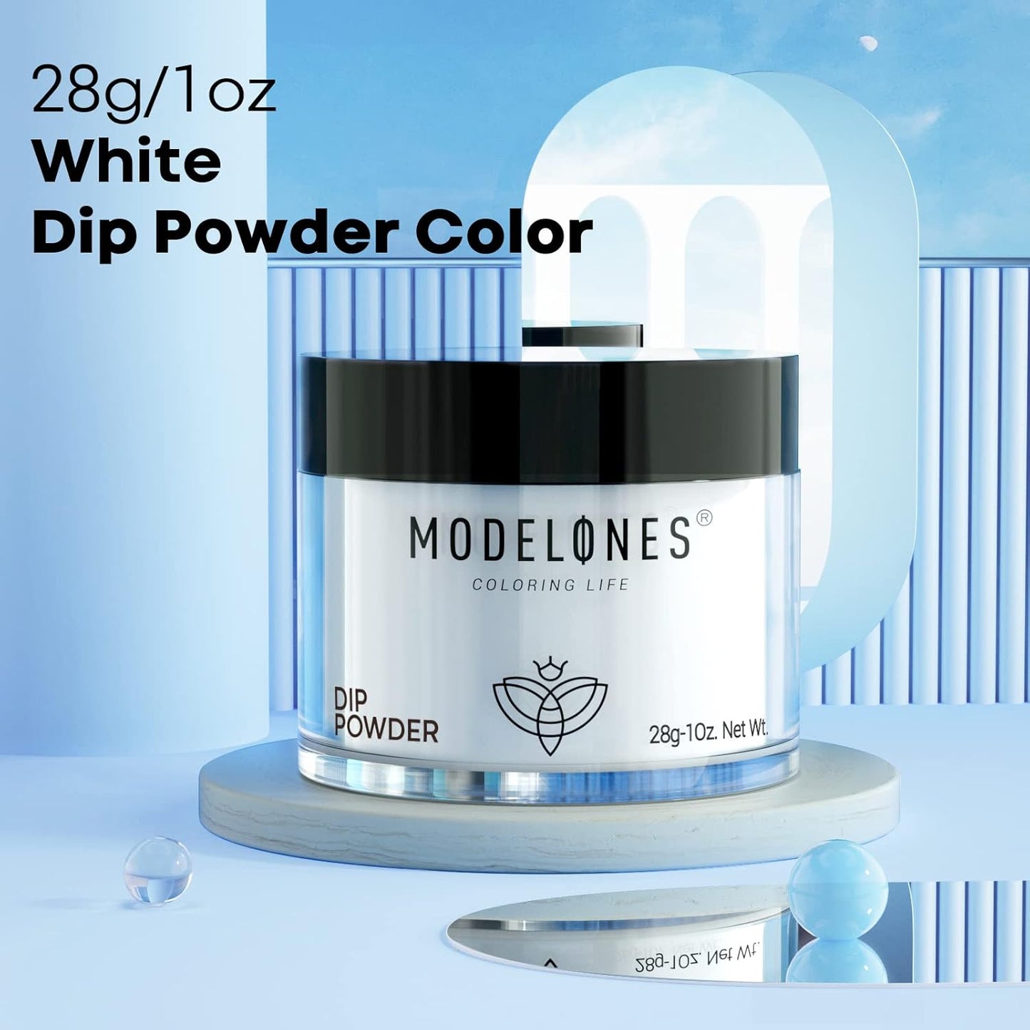 Modelones Dip Powder White Color, Nail Dipping French Nail Art Pro Collection System for Starter Manicure Salon DIY at Home, Odor-Free, Long-Lasting, No Needed Nail Lamp Cured, 1 Oz-BrightBean Baby