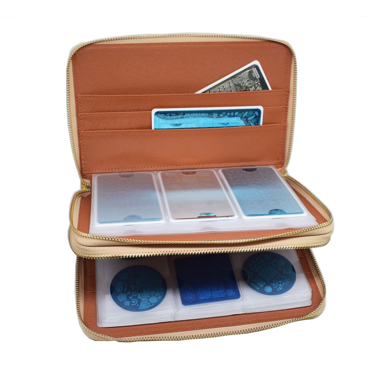 216 Slots Stamping Plate Holder Case Rainbow Laser Design Nail Stamping Plate Organizer Round Square Rectangular Nail Art Stamp Template Organizer 1pcs Empty Nail Art Plate Case Bag (black -216 Slots)-BrightBean Baby