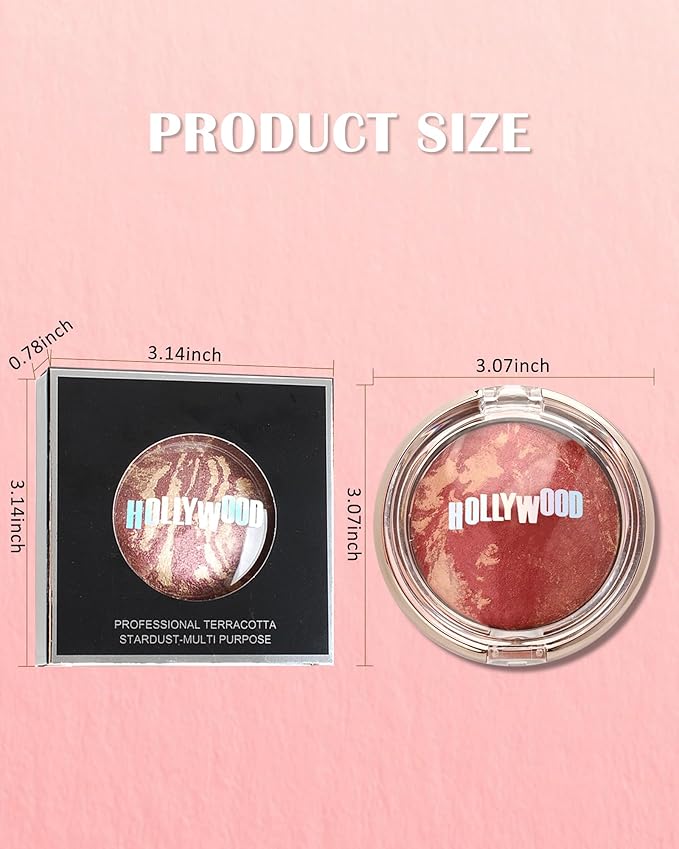 Baked Powder Blush, Glow Marbleized Blush Powder Palette,Lightweight Shimmery face Blush for Cheeks,Eyeshadow & Highlight,Mother's Day Makeup Gift for Women rubores de maquillaje(0.49Ounce)-03