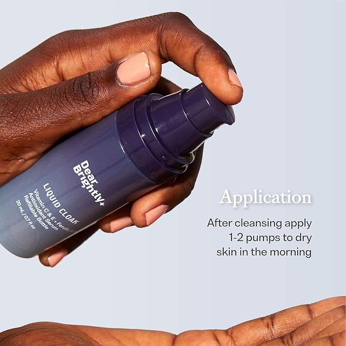 Vitamin C Serum Refill with Ferulic Acid and Vitamin E for Glowing Radiant Skin by Dear Brightly, Face Brightening, Facial Serum for Sensitive Skin, Refillable Glass Bottle, 0.7 fl oz-BrightBean Baby