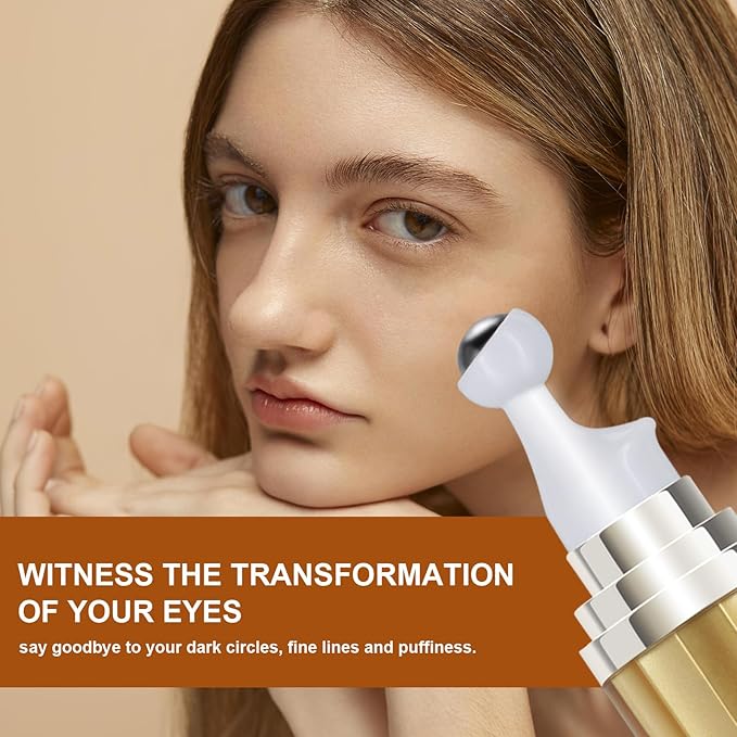 5% Caffeine Eye Serum With Roller For Dark Circles & Puffiness Bags Under Eye Treatment- Caffeine Eye Cream with 360° Massage Ball Roller For Anti Aging Wrinkles Fine Lines - Under eyes treatment-BrightBean Baby
