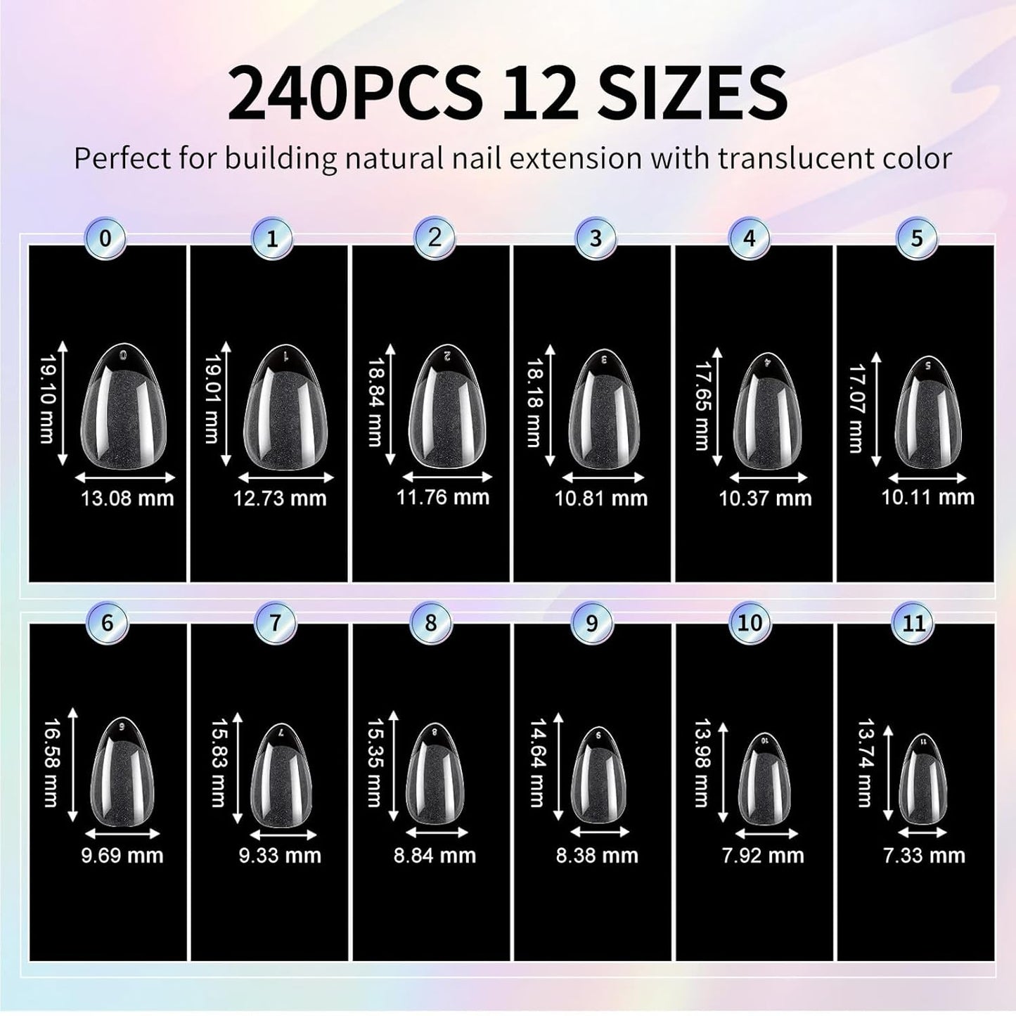 Almond Nail Tips Extra Short Soft Gel Nail Tips 240Pcs Short Almond Shaped Full Cover Nails Tips Half Matte Gelly Press on Fake Nails Tip for Acrylic Nail Tip Extension Home DIY & Salon Nails 12 Sizes-BrightBean Baby