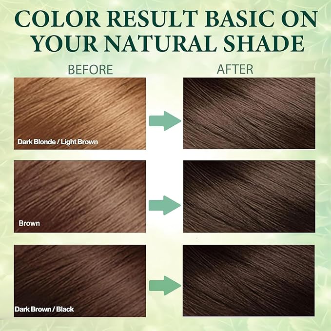 Instant Brown Hair Dye Color Shampoo 3 in 1 for Gray Hair Coverage - Herbal, Easy to Use, Long Lasting for Women & Men, 500Ml (Dark Brown)-BrightBean Baby