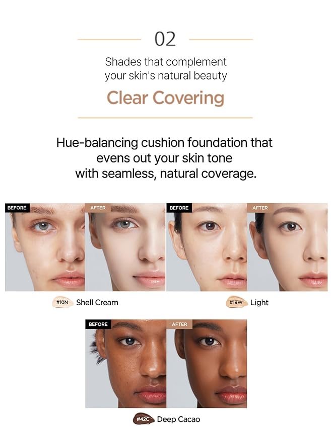 JUNG SAEM MOOL Essential Skin Nuder Cushion 28N Camel 0.49 Fl Oz, No Refill, Natural Radiant Finish Cushion Foundation with Buildable Coverage, Lightweight Texture, Korean Foundation Makeup-BrightBean Baby