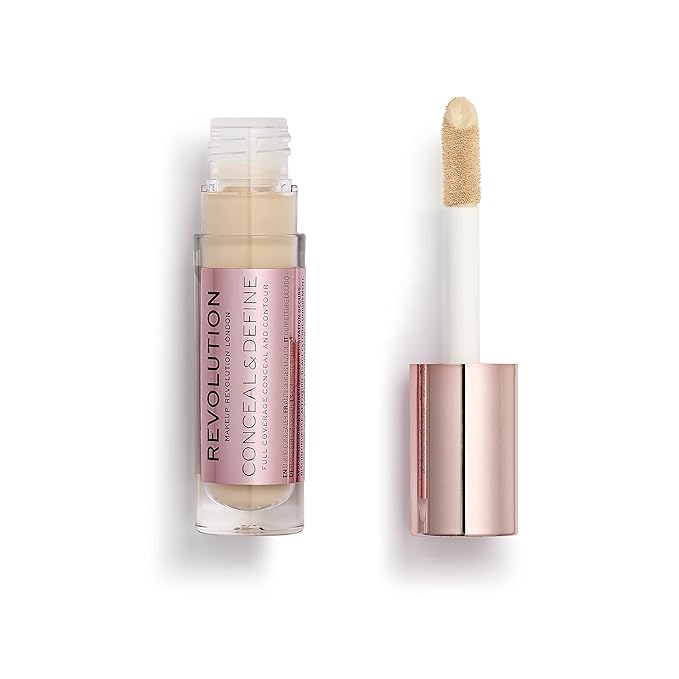 Revolution Beauty, Conceal & Define Concealer, Full Coverage & Lightweight, Long-Lasting Matte Finish, Vegan & Cruelty Free, C6 Fair or Light Skin Tones, 0.14 Oz.-BrightBean Baby