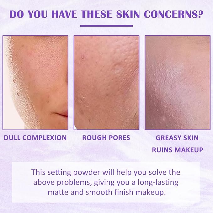 Oil Control Pressed Setting Powder, Lavender Matte Powder Soft Jelly Texture Powder-free Face Powder, Long-Lasting Waterproof Pressed Powder Makeup, Flawless Lightweight Face Cosmetics-BrightBean Baby