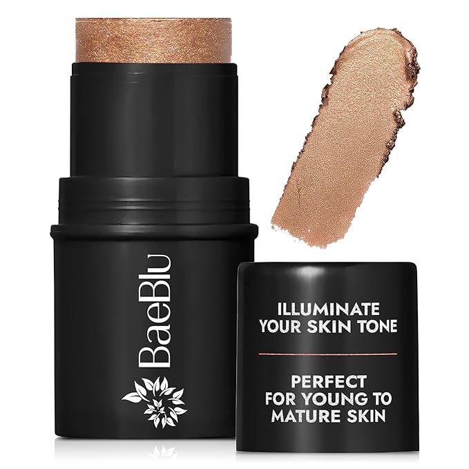 Organic Blush Tube, Amaretto - 100% Natural Vegan Cream Blush Sticks, Multi-Use Bronzer, & Highlighter for Lips, Cheeks & Eyes, Buildable Shimmer, Gluten-Free, Paraben-Free, Made in USA-BrightBean Baby
