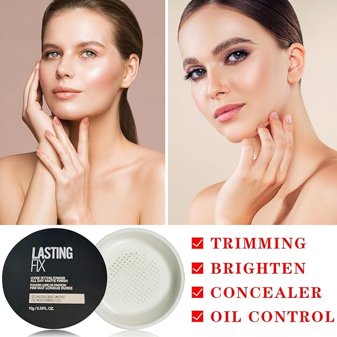 White Setting Powder Translucent Loose Setting Powder Matte Smooth Oil Control Loose Face Powder Waterproof Long Lasting Lightweight Setting Powder Makeup-BrightBean Baby