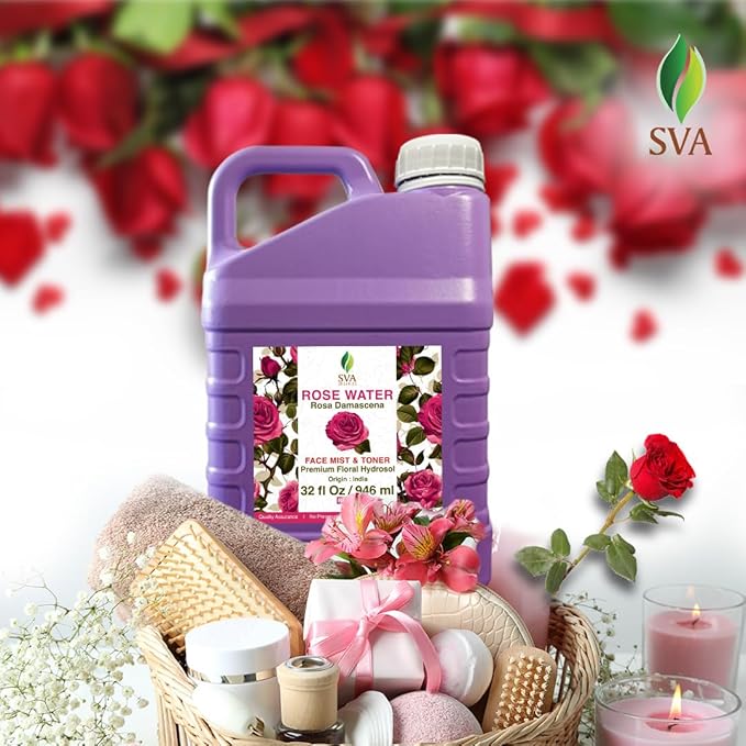 SVA Rose Water - 32 Fl oz - Refreshing Rose Water Spray for Skin Care, Skin Hydration, Bath, Soaps, Haircare & Aromatherapy-BrightBean Baby