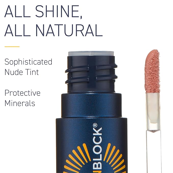 Brush On Block Sun Shine Protective Lip Oil SPF 30, Mineral Protection from UVA/UVB & Blue Light, Hydrating, Cruelty-Free, Gluten-Free, & Vegan, Coral-BrightBean Baby