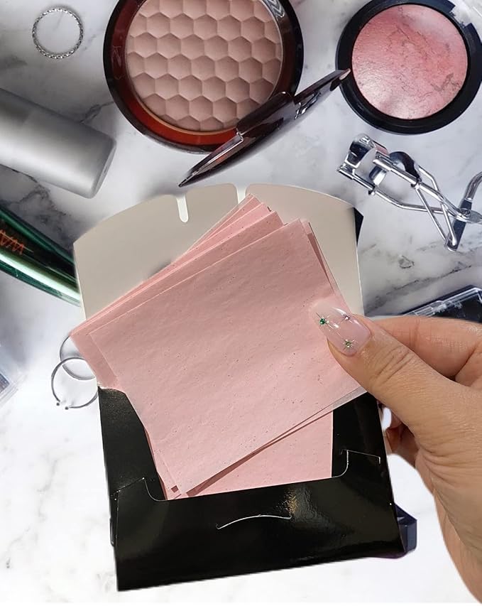2 Pks ROSE INFUSED Natural Abaca Blotting Paper - 100 Oil Blotting Sheets - Makeup Friendly UNISEX All Skin Types Oily Skin Shine Blotter Photography Zoom Meetings Travel Gym School - MADE IN TAIWAN-BrightBean Baby