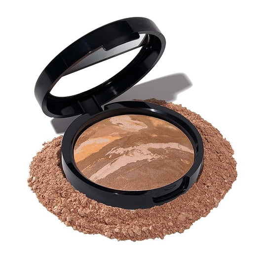 LAURA GELLER NEW YORK Award-Winning Baked Balance-n-Brighten Color Correcting Powder Foundation - Tan - Buildable Light to Medium Coverage - Demi-Matte Natural Finish-BrightBean Baby