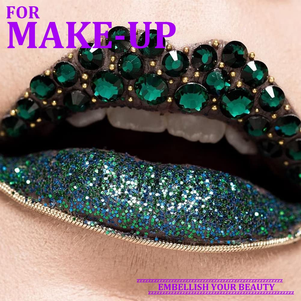 One Pack 2000 Pcs of Flatback Round Dark Green Rhinestones 6 Sizes (1.5-6 mm) with Nail Art Rhinestone Picker Pencil and Tweezers for DIY and Salon Use-BrightBean Baby