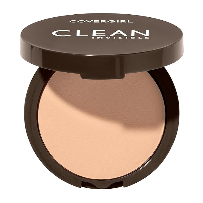Covergirl Clean Invisible Pressed Powder, Lightweight, Breathable, Vegan Formula, Buff Beige 125, 0.38oz (Pack of 2)-BrightBean Baby
