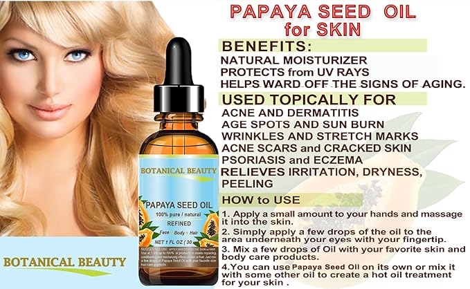 PAPAYA SEED OIL. 100% Pure / Natural / Undiluted /Refined Cold Pressed Carrier Oil. 0.5 Fl.oz.- 15 ml. For Skin, Hair And Lip Care.-BrightBean Baby