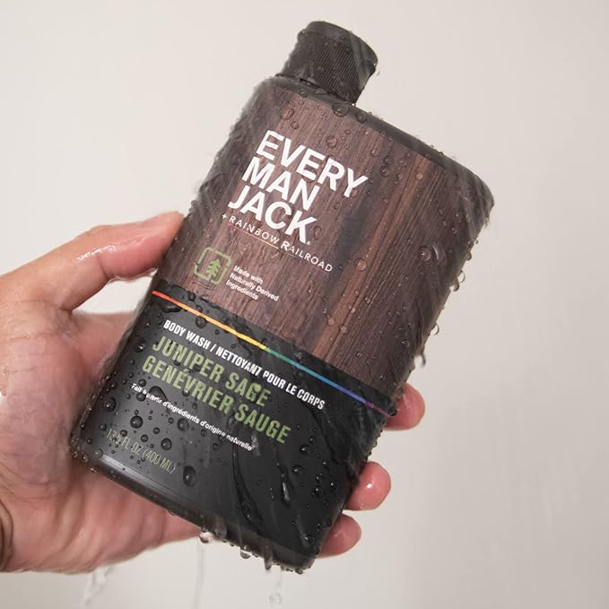 Every Man Jack Hydrating Body Wash for all skin types - Juniper Sage fragrance - Naturally Derived Ingredients - Cleanse, Nourish, and Hydrate Skin -Paraben Free, Phthalate Free, Dye Free-13.5oz - 2pk-BrightBean Baby