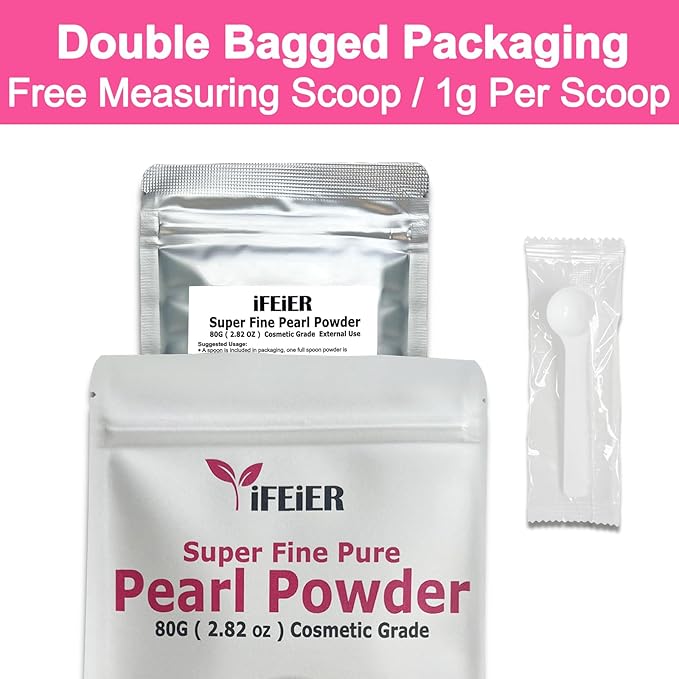 Pure Freshwater Pearl Powder for Skincare and Homemade Cosmetics Grade. 80g(2.82oz) SuperFine Pearl Powder for DIY lotions | creams | serums | making face mask, Natural and Oranic-BrightBean Baby