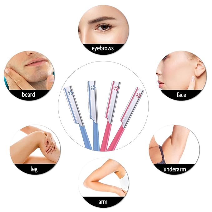 10 Pieces Eyebrow Razor for Women Facial Shaver Razor Brow Shaper Eyebrow Trimmer Dermaplaner Shaping Tool with Cover (Pink)