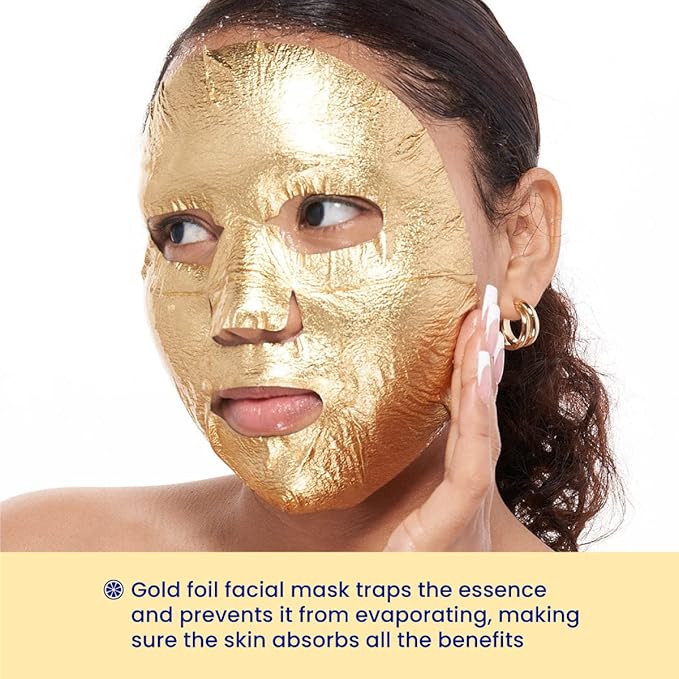 FACETORY K Beauty Face Mask Skin Care - BE BRIGHT BE YOU BRIGHTENING Sheet Mask with Gold Foil & Lemon Fruit | Glowing Gold Brightening Face Mask (10 Pack)-BrightBean Baby