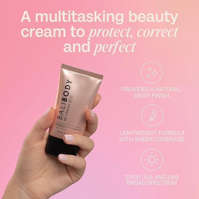 BALI BODY BB Cream SPF15 - Natural Shade | Tinted Sheer Face Cream with Hyaluronic Acid & Marine Collagen | Paraben Free, For All Skin Types | Vegan, Cruelty Free Australian Made (35 ml/1.2 fl oz)-BrightBean Baby