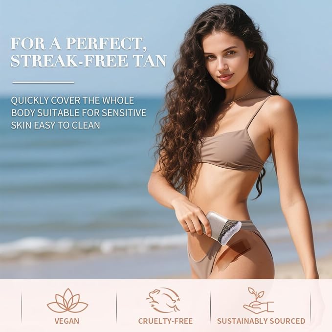 docolor Self Tanner Brush Body Makeup Brush for Flawless Face and Body Makeup, Sunless Tanner Blending Brush Body Brush for Self Tanner, Bronzer, Foundation, Vegan & Cruelty Free-BrightBean Baby