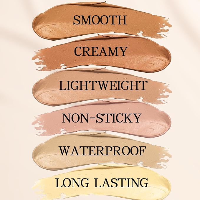 6 Colors Concealer Palette with Brush,Full Coverage,Cream Contouring Makeup Kit,Corrects Dark Circles Red Marks Scars-BrightBean Baby