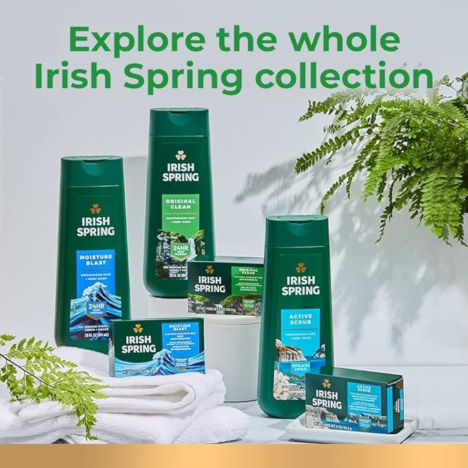 Irish Spring Men's Body Wash Shower Gel, Aloe Mist, 20 Oz, 4 Pack