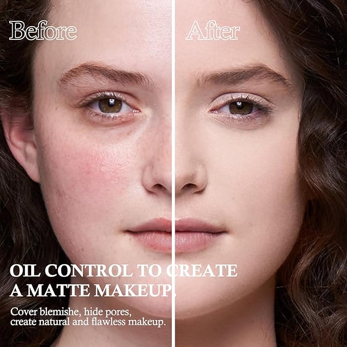 Boobeen 2 Layers Setting Pressed Powder Makeup Oil Control Setting Powder Foundation Pressed Face Powder Compact Long-Lasting Matte Finishing Powder, Light Shade Powder Flawless Lightweight-BrightBean Baby