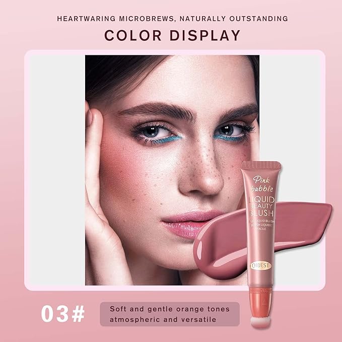 Liquid Blush Beauty Wand Matte Cream Blush Stick with Soft Cushion Applicator For Natural Cheek Tint Blendable Lightweight Long Lasting Dewy Finish makeup blush for Face(03 Plum Wine)-BrightBean Baby