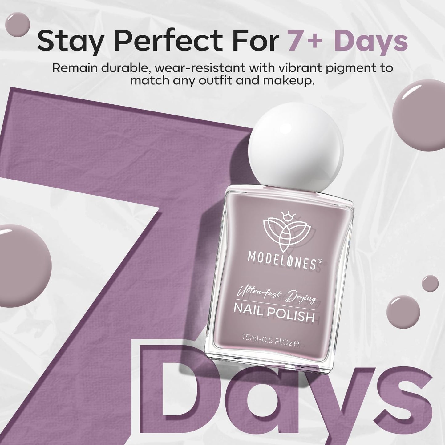 modelones Gray Nail Polish, Light Grey 15 ml Quick Dry Nail Lacquer Strengthener Long Last Shine Fingernail Toe Nail Art DIY Home Travel Manicure Gift for Women Girls 0.5 Fl Oz-BrightBean Baby