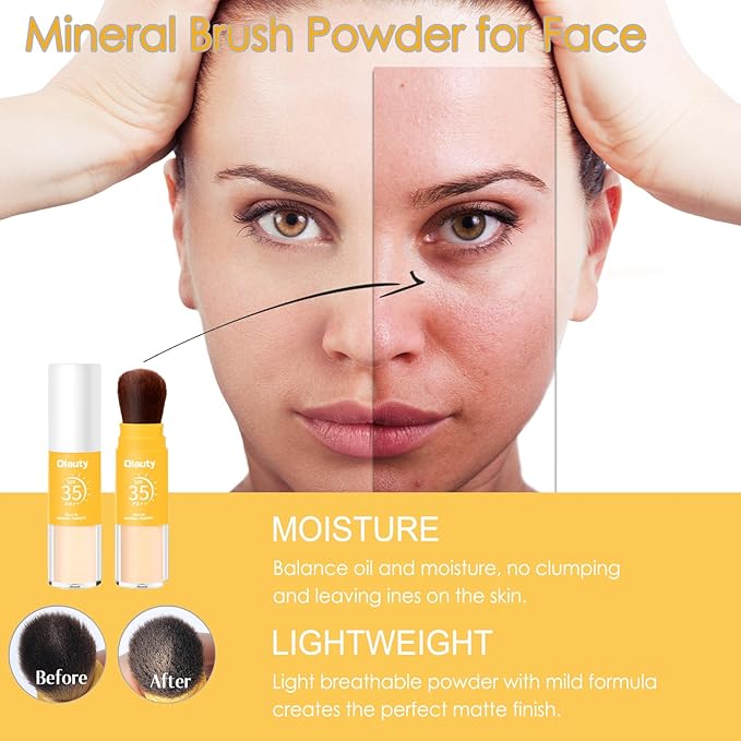 Mineral Setting Powder, Matte Oil Control Mineral Brush Powder for Face, Natural Translucent Loose Setting Powder, Lasting Lightweight Breathable Face Powder for All Skin (Translucet, 8g)-BrightBean Baby