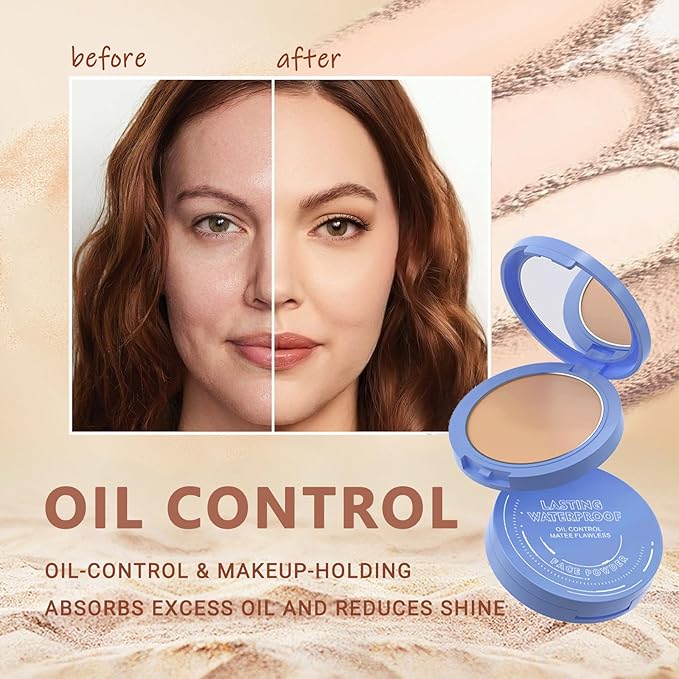 Oil Control Face Pressed Powder,Matte Smooth Flawless Setting Powder Makeup,Waterproof Long Lasting Finishing Powder,Cruelty Free Lightweight Face Cosmetics,0.35Oz(CAPPUCCINO)-BrightBean Baby