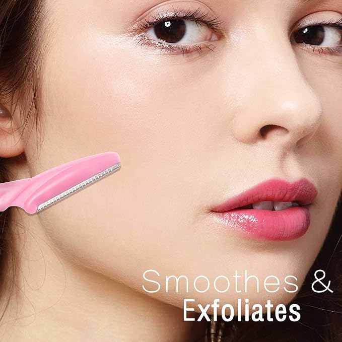 Boao 24 Pcs Eyebrow Razor Face Dermaplane Razor for Women and Men Fuzz Face Shaver Colorful Facial Shaper Trimmer with Precision Cover Dermaplaning Blades Tool for Peach