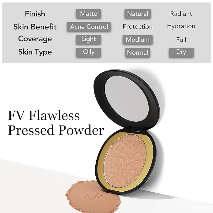 FV Setting Powder, Oil-Control, Long-Lasting, Medium Coverage Pressed Face Powder Makeup, Matte Finish for Oily, Dry & Normal Skin, Natural Beige, 0.28 Oz-BrightBean Baby
