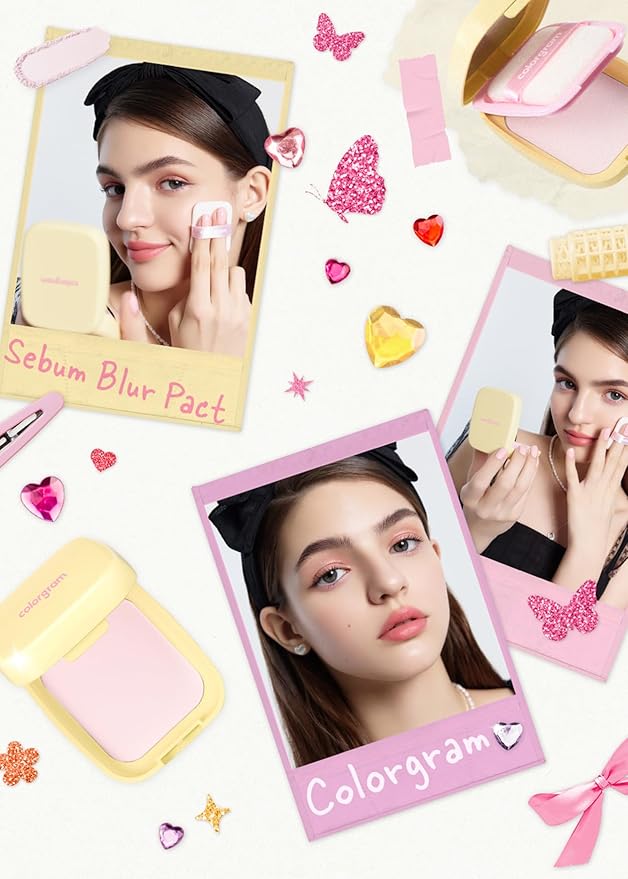 Colorgram Sebum Retouching Blur Pact | Poreless-Looking Pressed Setting Face Powder for Normal to Oily Skin, Provides Weightless, Matte Finish with Soft Focus Effect-BrightBean Baby
