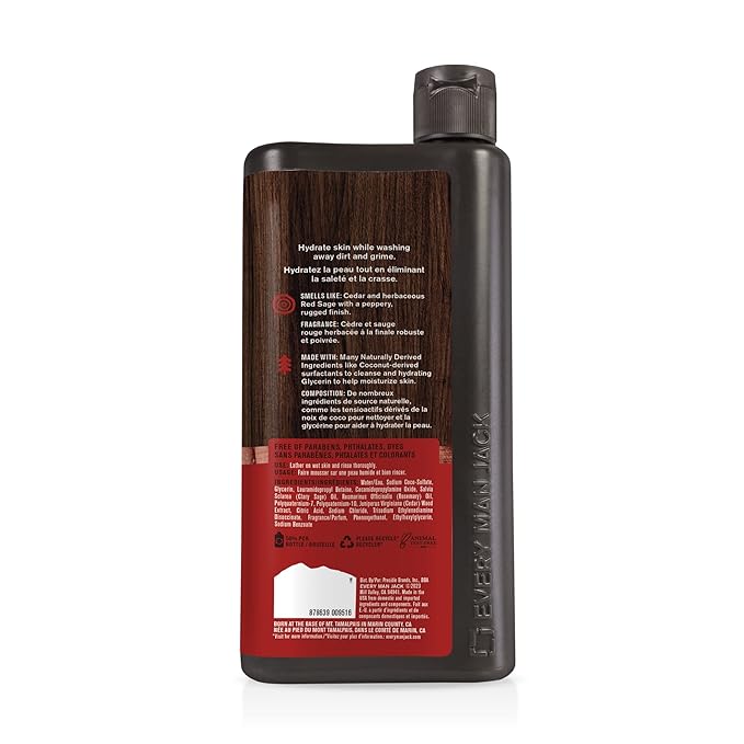 Every Man Jack Nourishing Cedar + Red Sage Mens Body Wash for All Skin Types - Naturally Derived Ingredients - Cleanse and Hydrate Skin with Coconut and Glycerin - 24oz 2 Bottles-BrightBean Baby