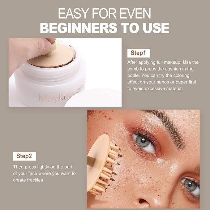 Freckle Cushion Natural Like Freckle Makeup Fake Freckles Pen Waterproof Long Lasting Quick Dry, Get Sun-kissed Stars Makeup Freckle in One Press, Fresh Brown, 15g-BrightBean Baby