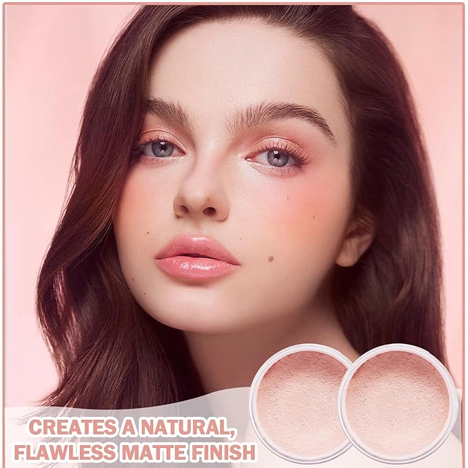 2PCS Pink Setting Powder Loose Face Powder Matte Soft Smooth Oil Control Long Lasting Loose Setting Powder Makeup for Natural Flawless(02# Pink Complexion)-BrightBean Baby