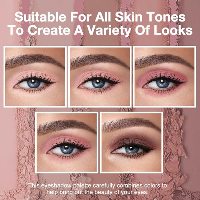 5 Colors Matte Eyeshadow Makeup Palette,Nude Pink Lavender Taupe Highly Pigmented Natural Neutral Eye Shadow Palette,Long Lasting Waterproof Naturing-Looking Women Girls Eye Shadow,Blendable