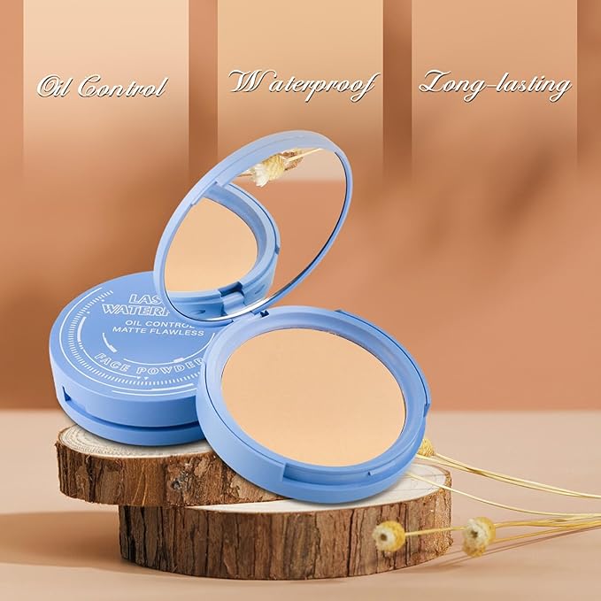Oil Control Face Powder, Matte Smooth Setting Powder, Waterproof Long-Lasting Setting Powder, Perfect Lightweight Face Makeup For Soft Focus Finish, Minimizes Fine Lines And Pores (Nature BEIGE)-BrightBean Baby