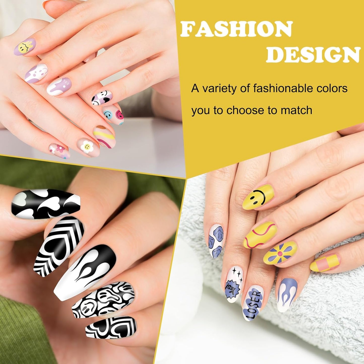 Whaline 6Pcs Smile Face Nail Plates Stamping Set Heart Butterfly Star Flower Smiling Stamp Templates Groovy Nail Art Plates for DIY Print Manicure Salon Design Gift Supplies-BrightBean Baby