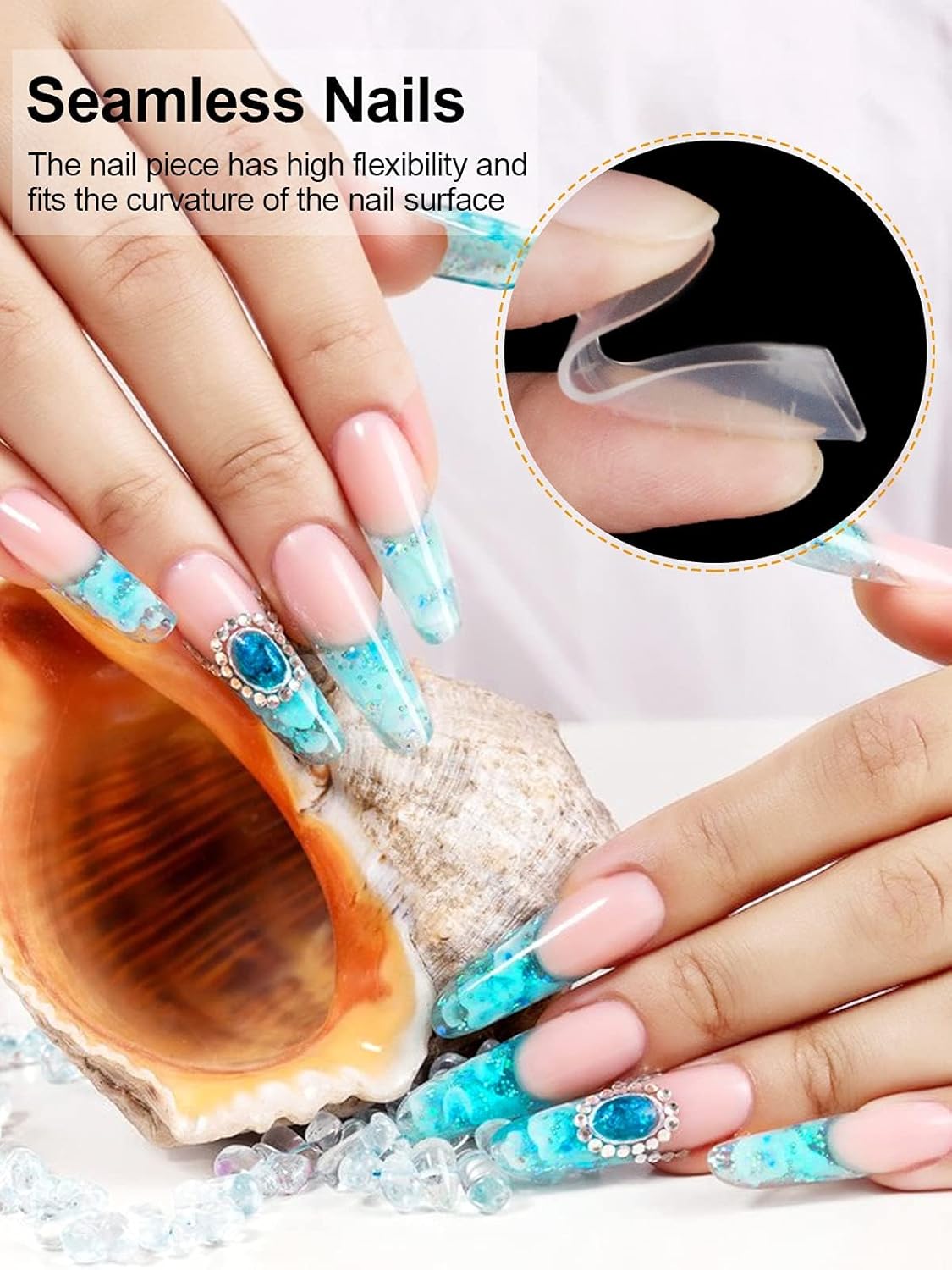 EBANKU 120Pcs Dual Nail Forms for Poly Gel - Extension Stiletto Almond System Mold, False Tips for Builder Gel Art Design Salon & DIY - 12 Sizes-BrightBean Baby