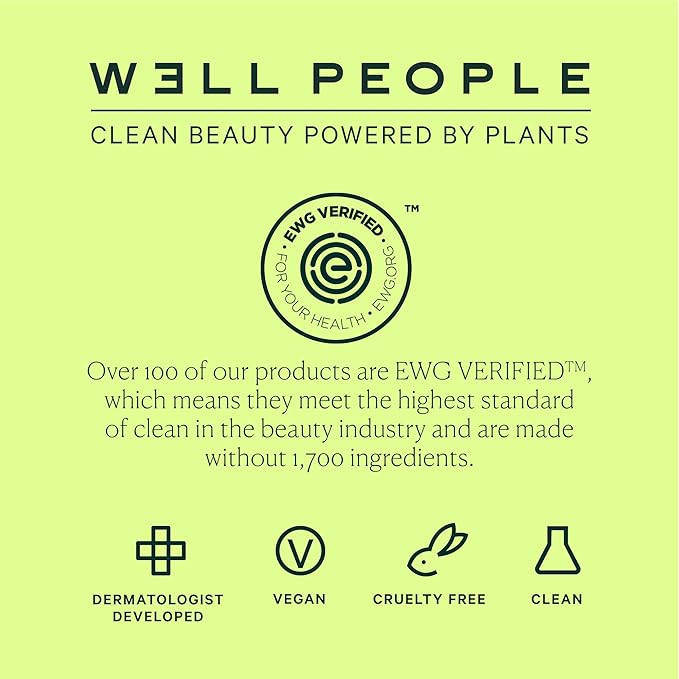 Well People Bio Powder Foundation, Lightweight & Hydrating Foundation For Perfecting & Smoothing Skin, Semi-Matte Finish, Vegan & Cruelty-free, 1C-BrightBean Baby