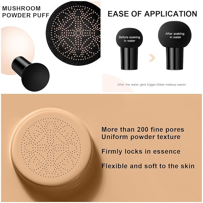 Mushroom Head Air Cushion CC Cream Foundation BB Cream Foundation Makeup Moisturizing CC Cream Liquid Foundation,Concealer Lasting Makeup Foundation Even Skin Tone Makeup Base Primer (#04 Nude)-BrightBean Baby