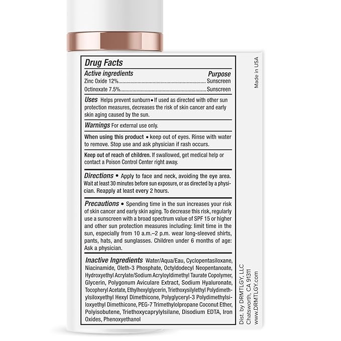 DRMTLGY Universal Tinted Moisturizer with SPF 46. Universal Tint. All-In-One Light Sheer Coverage Tinted Face Sunscreen with Broad Spectrum Protection Against UVA and UVB Rays. 1.7 oz, 2 pack-BrightBean Baby