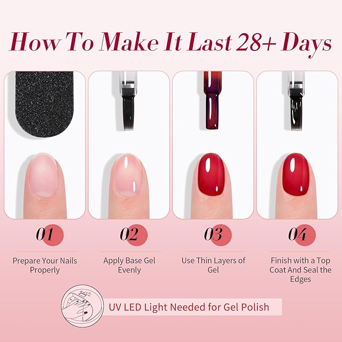 Born Pretty Jelly Burgundy Gel Nail Polish Ruby Red Glitter Cat Magnetic Eye Gel Nail Polish Fall Winter Blood Cherry Wine Red Gel Polish Glitter Soak Off Nail Art Salon Manicure Home Gift 7ml 6pcs-BrightBean Baby