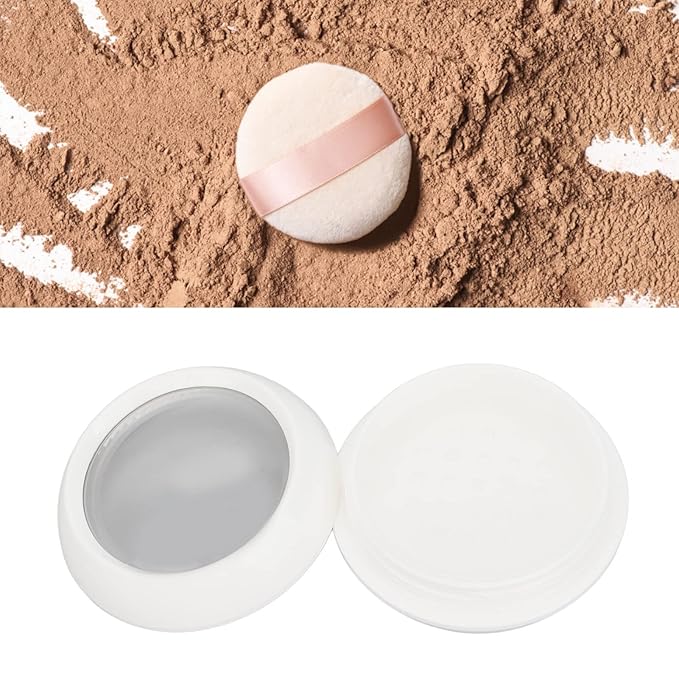 Dioche Loose Powder Container with Puff Sifter Lids, Plastic Refillable Empty Loose Powder Puff Case Face Powder Blusher Makeup Cosmetic Jars Containers for Travel Daily Use-BrightBean Baby
